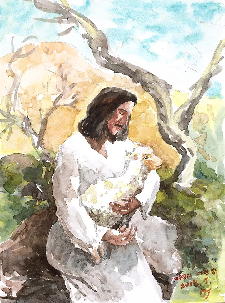 JESUS AND A LITTLE LAMB