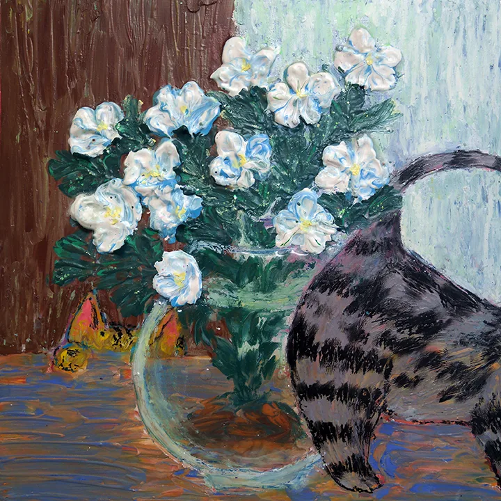 CAT AND FLOWER