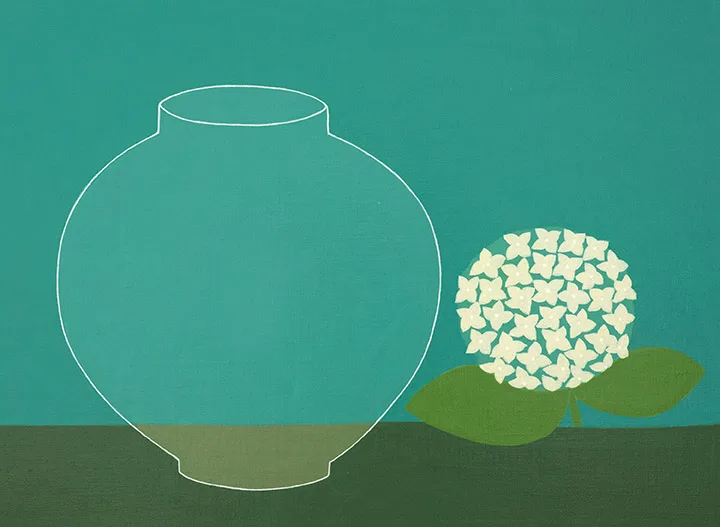 HYDRANGEA AND MOON JAR