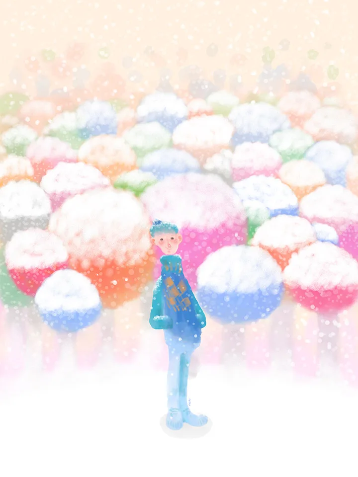 IN FRONT OF THE COTTON CANDY FOREST