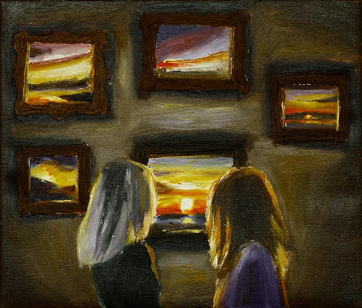 LOOKING AT PAINTINGS OF A SUNSET