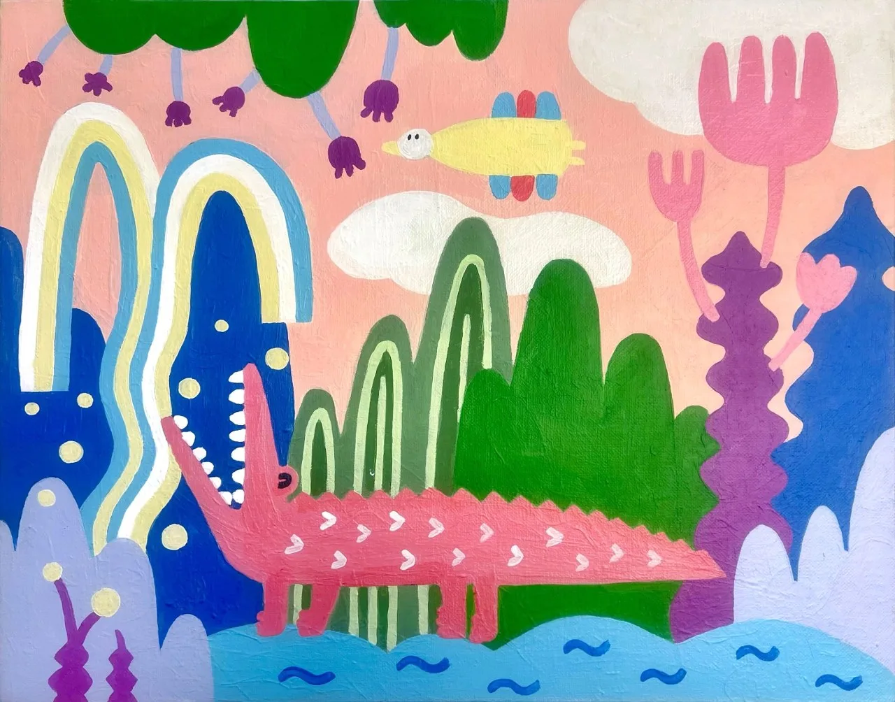 The Pink Crocodile Feels Water