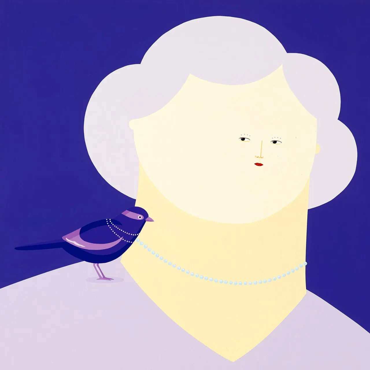진주 목걸이를 한 새 Bird With A Pearl Necklace